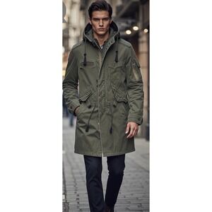 Vintage Gap Project Red Military Fishtail Parka‎ Jacket Mens XS Green Y2K Unisex